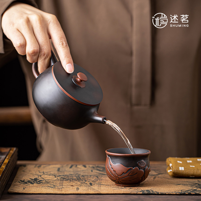 紫陶陶瓷茶壶家用泡茶壶高档送礼大容量球孔过滤紫砂壶功夫茶具