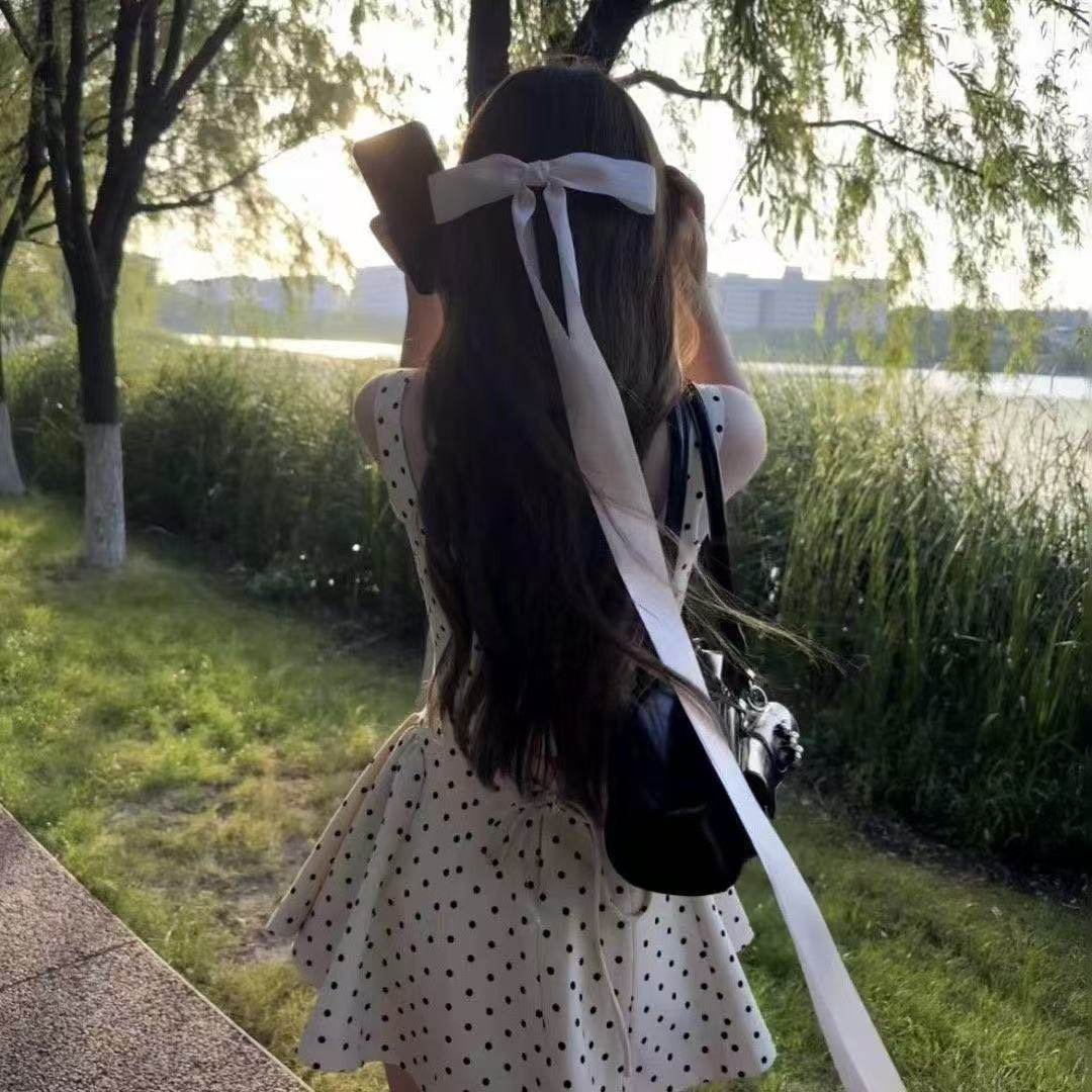 jk制服发夹红色超长飘带蝴蝶结发饰垂耳兔甜美法式芭蕾风顶夹头饰