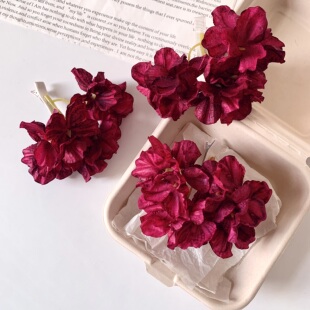 新中式新娘敬酒服头饰红色仿真花朵发簪晨袍旗袍订婚头花发饰配饰