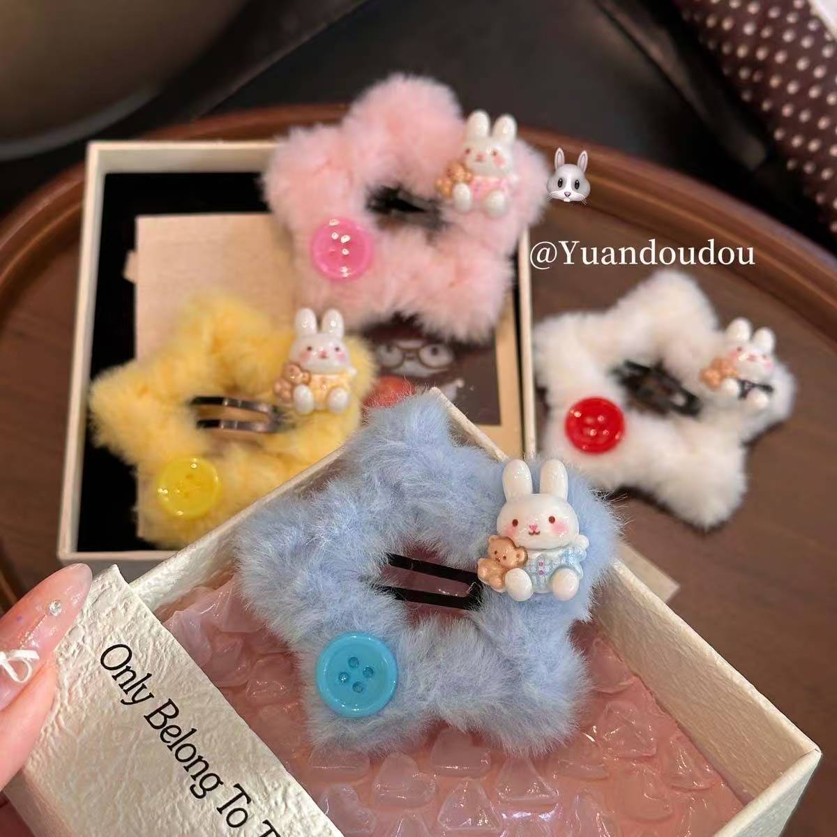 可爱星星纽扣发夹米菲兔毛茸茸