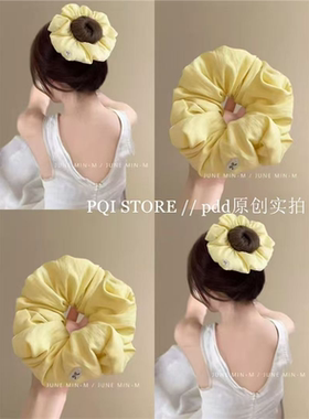 韩系超大新款白色云朵大肠发圈2025高级头饰丸子头发头绳发绳