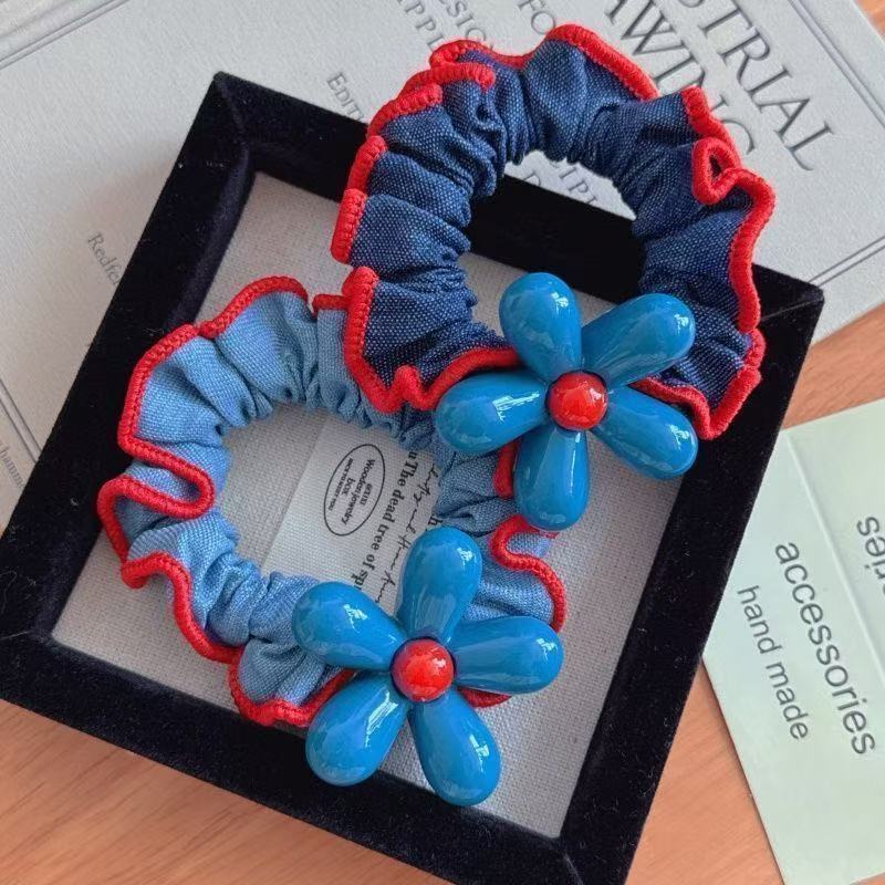 高弹力马尾丸子发花朵发圈