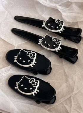 2025新款黑色Kitty发夹甜美韩系刘海夹卡通小猫碎发侧边夹鸭嘴夹