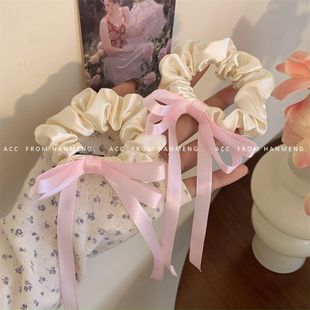 甜美少女心粉色蝴蝶结丝带发圈发绳双马尾扎发头绳发饰 芭蕾风夏季