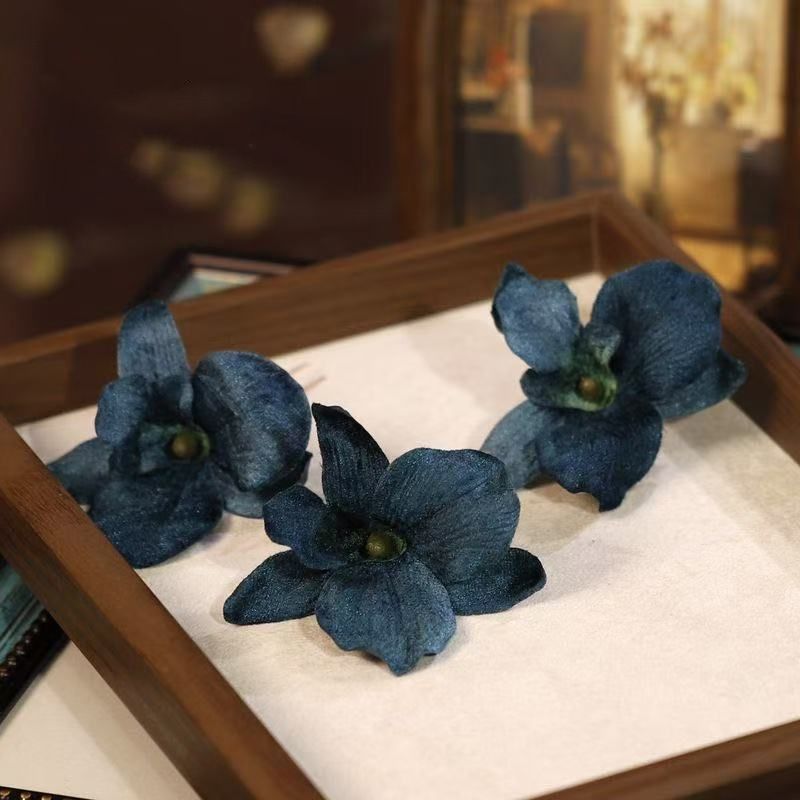 中国风蓝色花朵发饰中式新娘