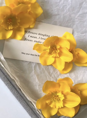 氛围感黄色双生花朵发夹甜美侧边夹发卡刘海夹度假打卡