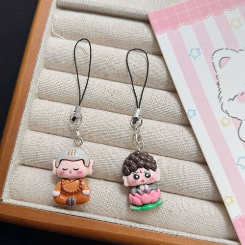 可爱卡通佛系女孩钥匙扣挂件