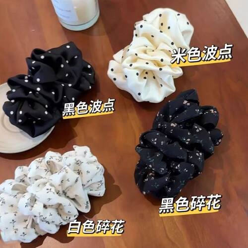 巨显发量横着夹新款褶皱云朵泡泡波点碎花甜妹氛围感香蕉夹发夹女