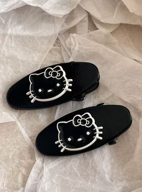新款韩系黑皮黑色kt刘海夹高级感头饰发饰碎发夹女可爱猫咪发夹