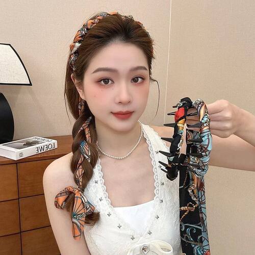 ins风复古链条发箍女缎面发卡