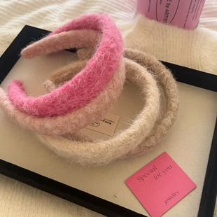 新款百搭仿羊绒宽边发箍甜美百搭毛绒绒头箍压发发卡外出发饰头饰