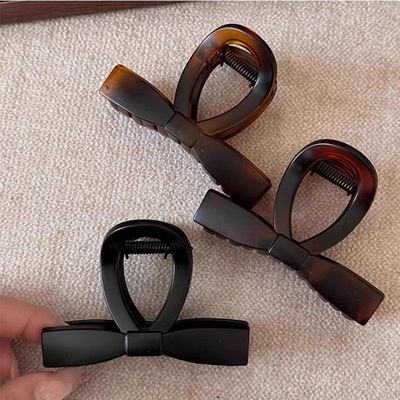 磨砂玳瑁色蝴蝶结鲨鱼夹后脑勺盘发夹子发夹女高级感气质头发抓夹