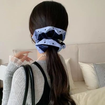 韩国客订缪风藏蓝色拼接发圈