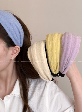 五一出游雪纺宽边黄色发箍女2025新款高颅顶头箍洋气时尚外戴发饰