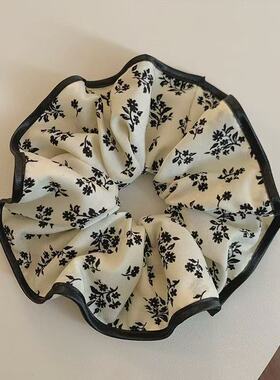 法式黑色复古碎花大肠发圈女高级感2025新款发圈扎头发头绳发饰