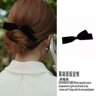 许我耀眼赵露思许妍同款不对称黑色蝴蝶结发夹前额刘海侧边发夹