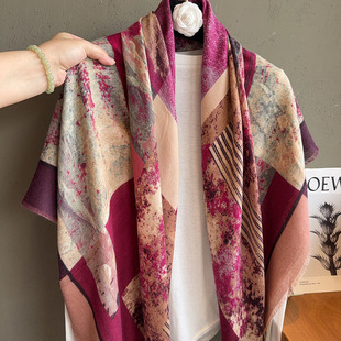层林浸染扎染红棉麻围巾女130大方巾云南旅游拍照防晒遮阳披肩夏