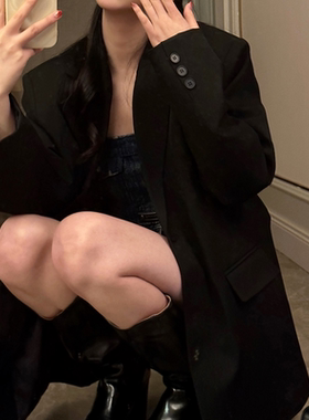 2025新款ikyou高级休闲西装外套女春秋黑色潮流炸街韩系小西服