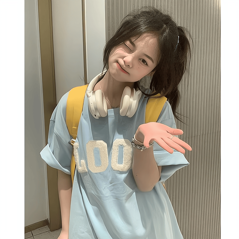 2024新款纯棉可爱刺绣宽松短袖