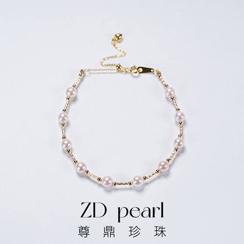 尊鼎珍珠-S925银海水珍珠中国南珠白珠手链 5-6mm  BZLE