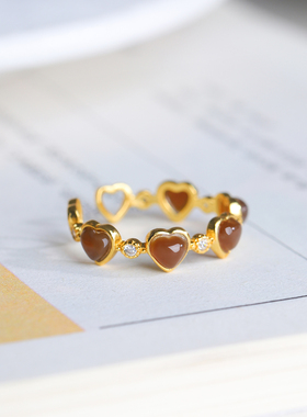 天然和田玉指环玉石复古食指戒