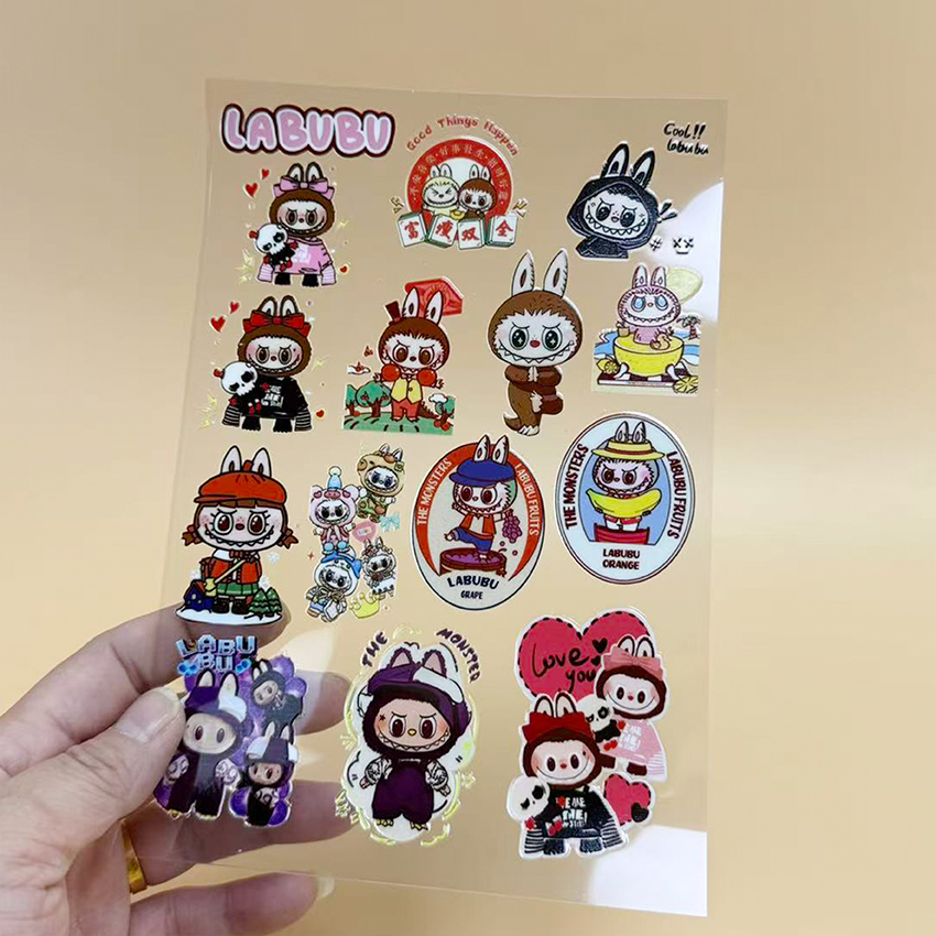 拉布布labubu3D立体防水转印贴