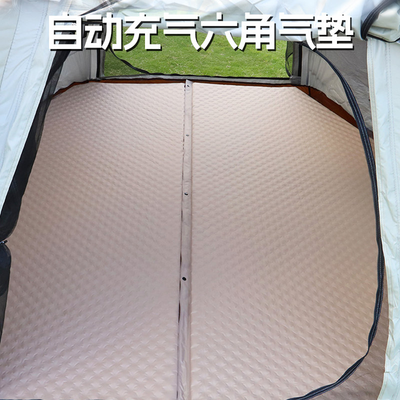 户外自动充气床便携3-4人加厚野外露营防潮垫六角气垫床帐篷睡边