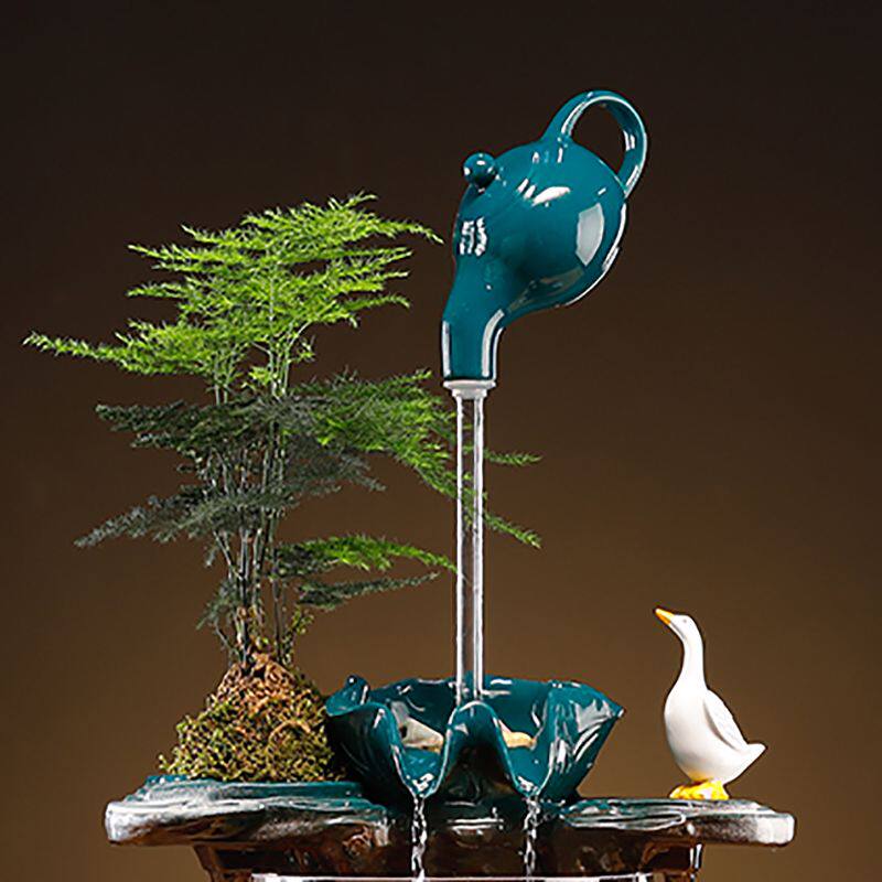 中式流水摆件陶瓷玻璃鱼缸造景创意循环喷水器过滤器喷泉假山配件