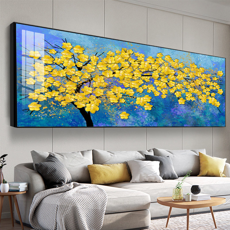 现代田园风景客厅装饰画单联招财挂画办公室山水画卧室壁画水墨画