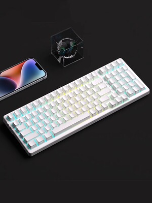 Hi75白色侧刻透光磁轴键帽OEM高度PBT客制化68/75/87/98键配列108