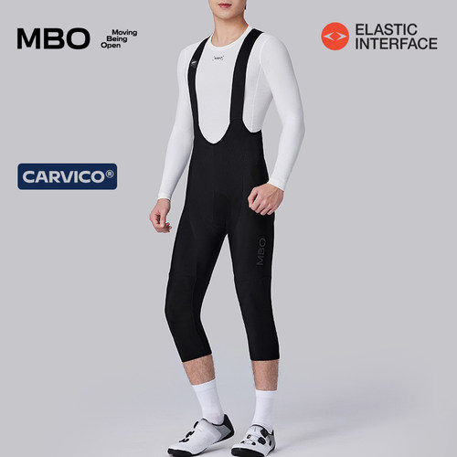 MBO男子抓绒背带骑行七分裤T367