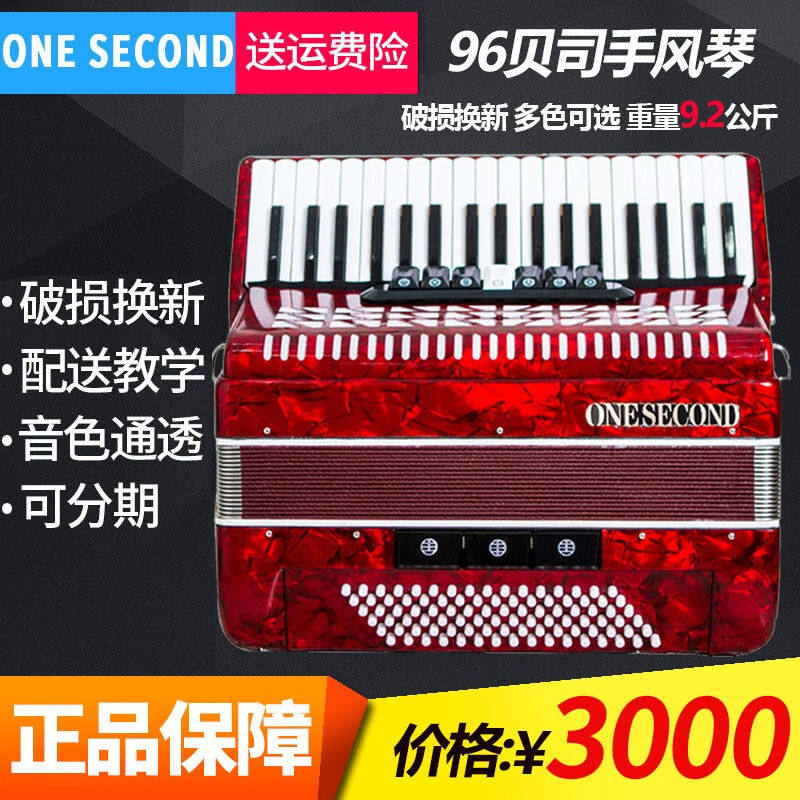 一秒（ONESECOND）德国音簧手风琴乐器48/60/96/120贝司儿童成人