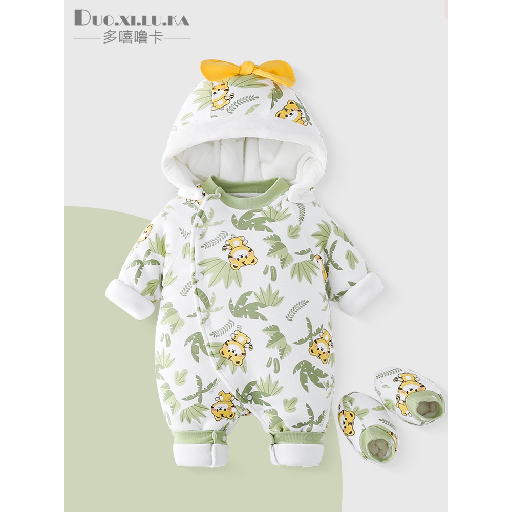 品牌清仓新生儿衣服冬季保暖棉衣男女宝宝无骨连体衣婴儿棉服加绒