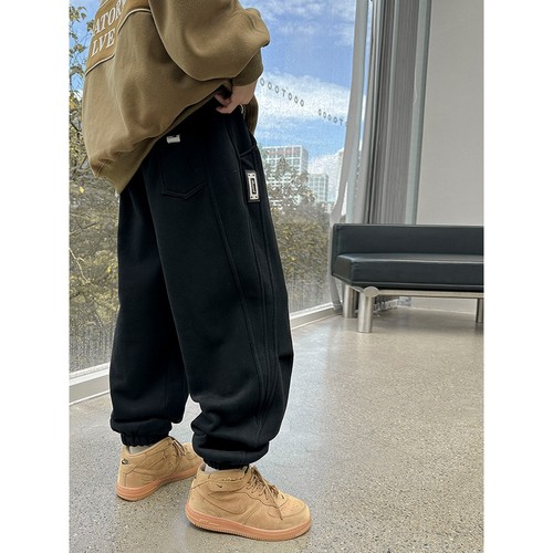 熊猫圆圆男童秋冬加绒卫裤儿童针织裤 中大童运动裤长裤厂家