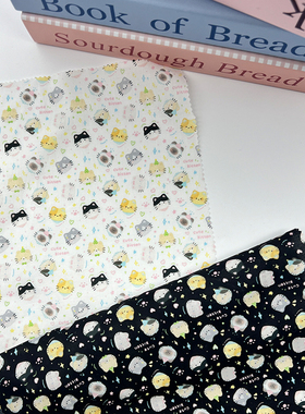 卡通可爱猫咪原创独家60支100%纯棉娃衣发圈服装手工宠物布料现货