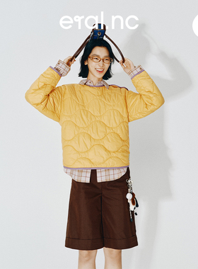 eral  nc短款上衣女秋冬2024新款小个子宽松设计撞色包边百搭外套