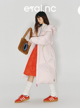 eral  nc长款羽绒服女秋冬2024新款宽松设计收腰修身连帽加厚外套