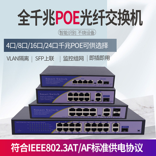 千兆POE交换机 4口5口8口16口SFP光口千兆交换机 网线供电监控无线AP光纤交换机支持海康大华摄像头