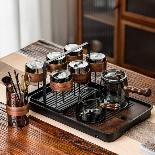 高档玻璃茶具套装家用喝泡茶台盘