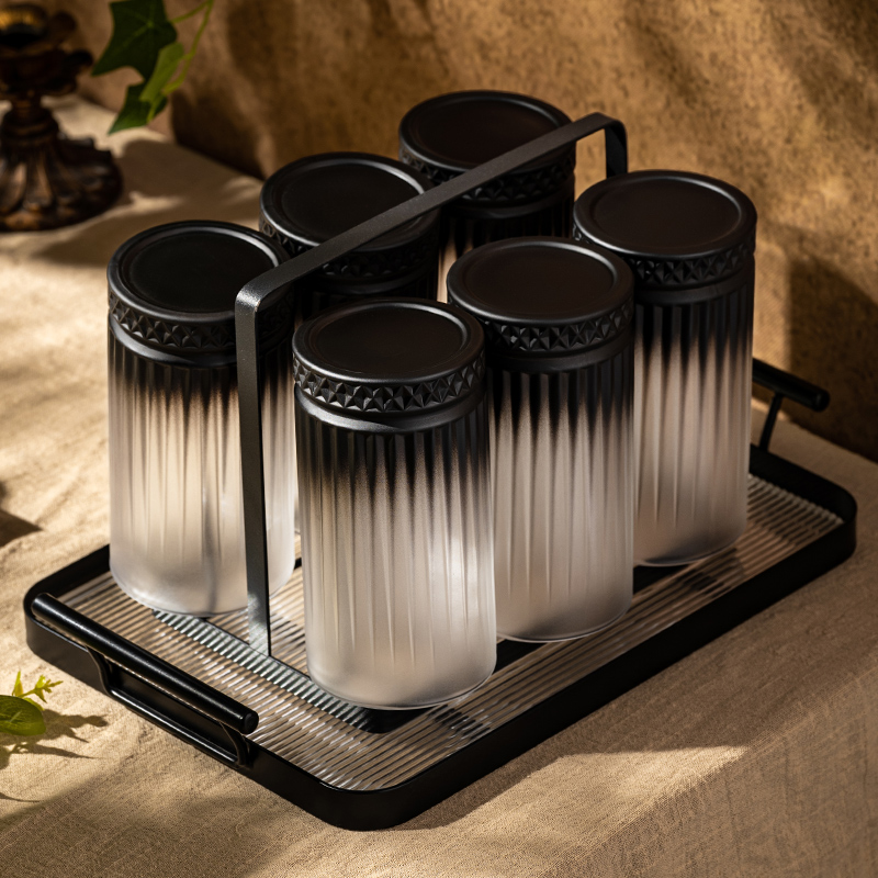 浮雕玻璃杯耐高温水杯子家用套装