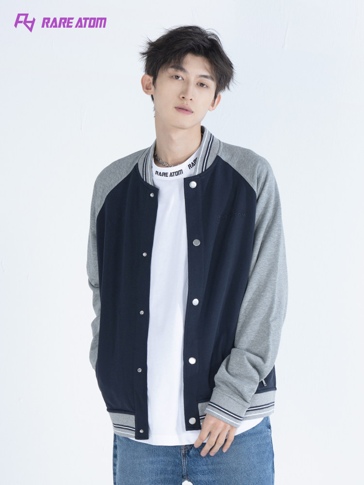 rareatom官方春季美式复古撞色拼接棒球服夹克男宽松休闲外套上衣