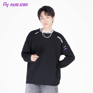 RARE ATOM官方华夫格长袖T恤男女不对称设计感百搭半拉链打底上衣