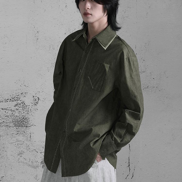 浮游野人双领日系复古衬衫