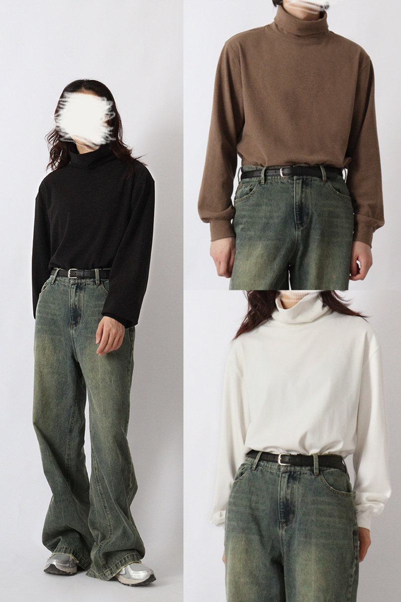 纯色高领打底男女内搭t恤