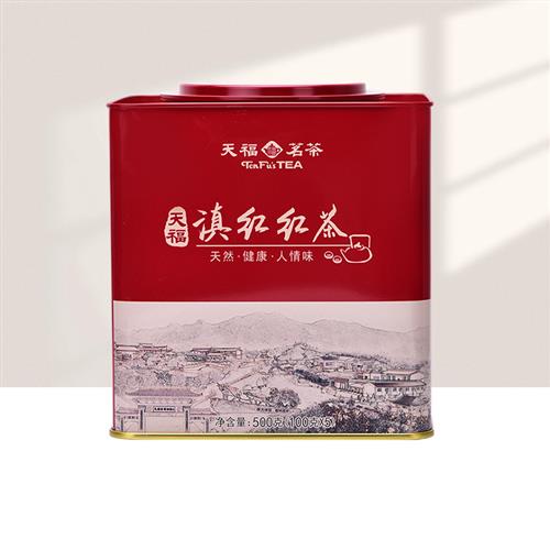 天福茗茶 云南茗丰滇红茶散茶 正宗云南红茶 方形罐装500G