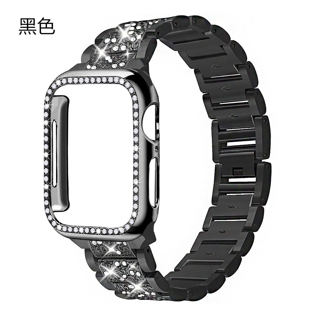 适用细腕镶钻表带表壳Apple Watch表带苹果时尚潮流腕表i