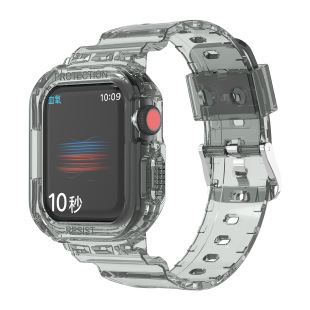 适用苹果apple watch8手表带iwatch7/6/5/se/3/4代s8一体硅胶透明手表s7保护套ultra男女款s6智能运动45/49mm