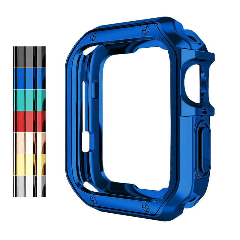 适用apple苹果手表保护套watch7 41mm 45mm保护壳44 42mm40mm38表壳膜边框半包双色6 5 4 3 2代se软壳tpu潮流