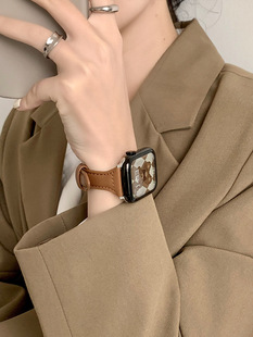 适用iwatch8表带applewatch7苹果S7夏S6个性6代SE手表5真皮4小众3细S8女生44mm高级ultra智能iPhonewatch运动