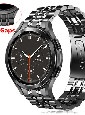 适用于三星 Galaxy Watch6/7/8代classic弧形5代七珠4代表带ultra金属不锈钢表带40/44/45/47/43mm钢带替换带